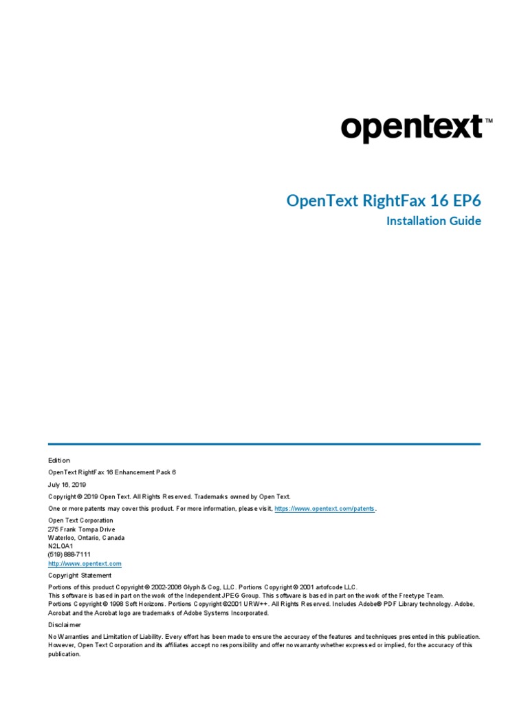 RightFax 16 EP6 Installation Guide PDF Installation