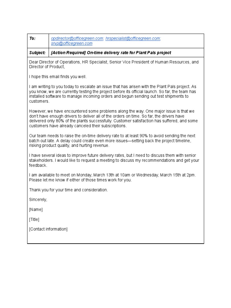 Activity Template Escalation Email PDF Activity Template Escalation Email PDF