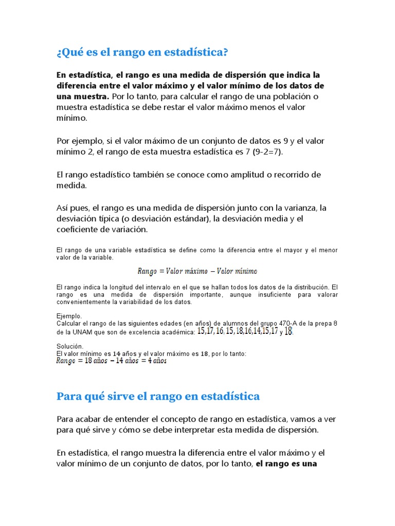 Qué Es El Rango en Estadística | Descargar gratis PDF | Dispersión ...