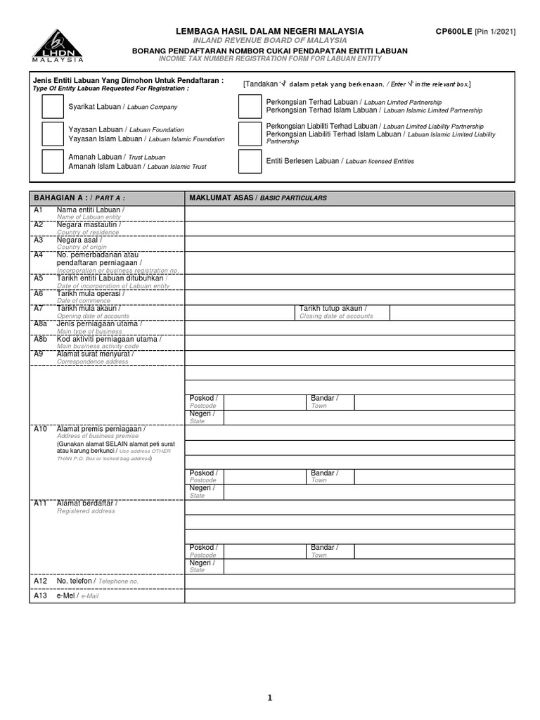 Labuan Tax Registration Form | PDF | Civil Law (Legal System) | Business