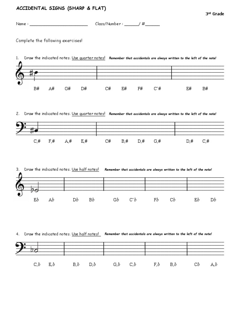 Accidental Sign Practice 1 PDF Musical Notation Systems Science