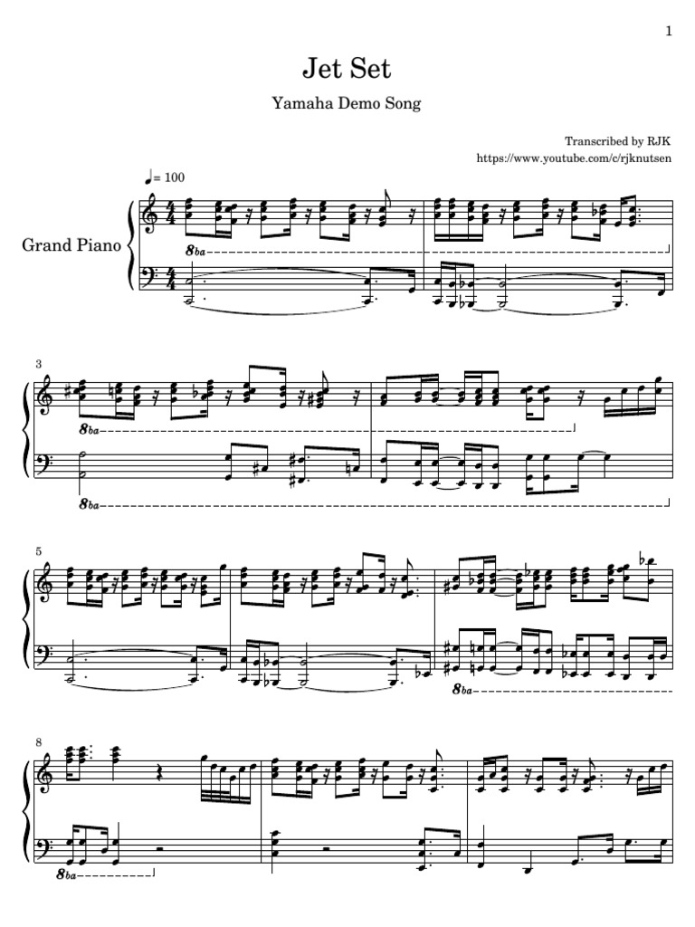 Yamaha Jet Set Piano Transcription | PDF