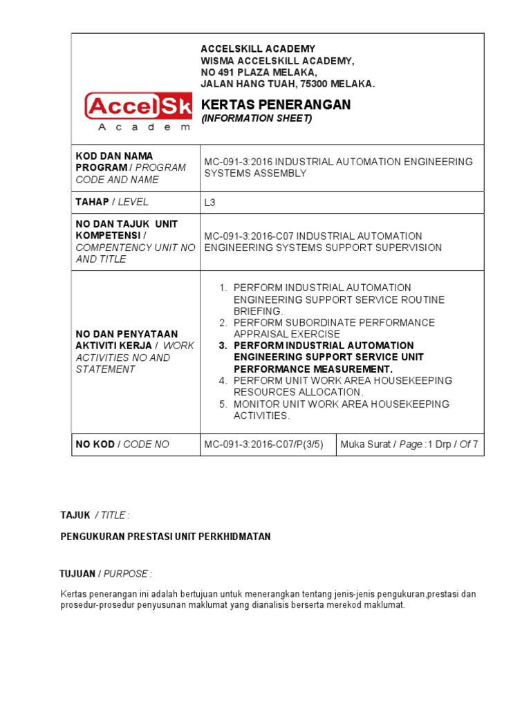 Pengukuran Prestasi di Accelskill | PDF