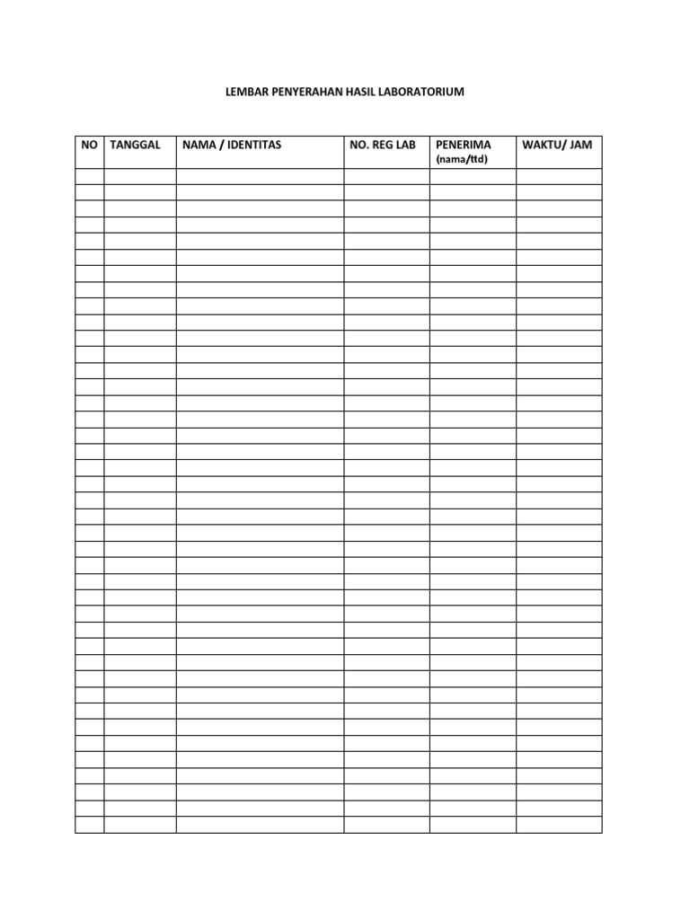 Lembar Penyerahan Hasil Laboratorium | PDF