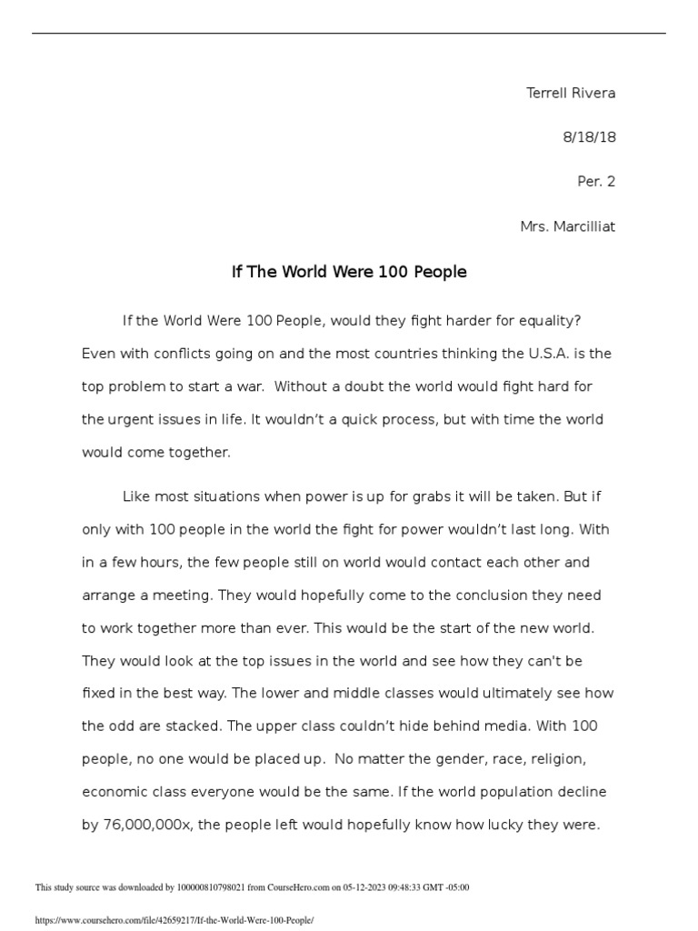 If The World Were 100 People Book