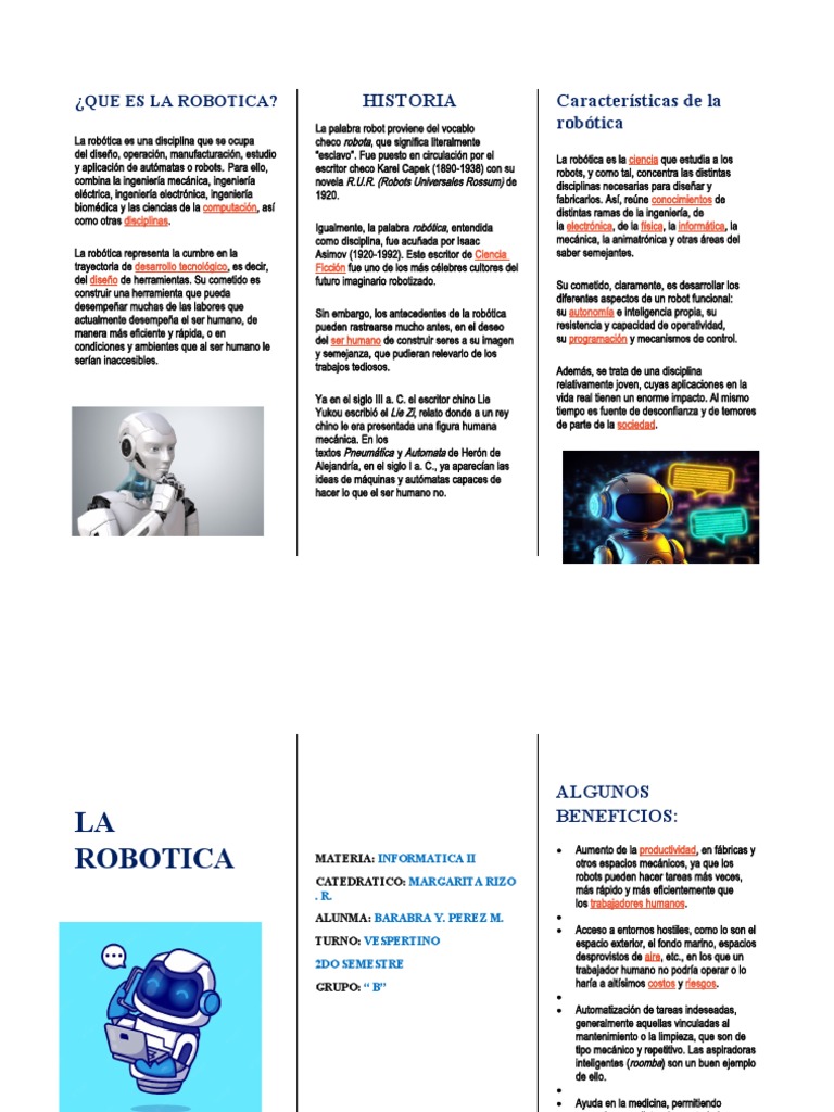 Definición y características de la robótica | PDF | Robótica | Robot