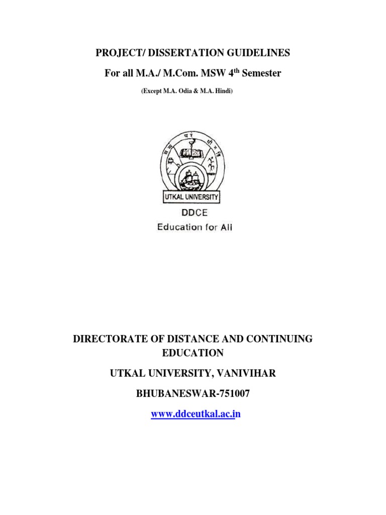 Ddce Utkal University Guidelines PDF Social Work Business