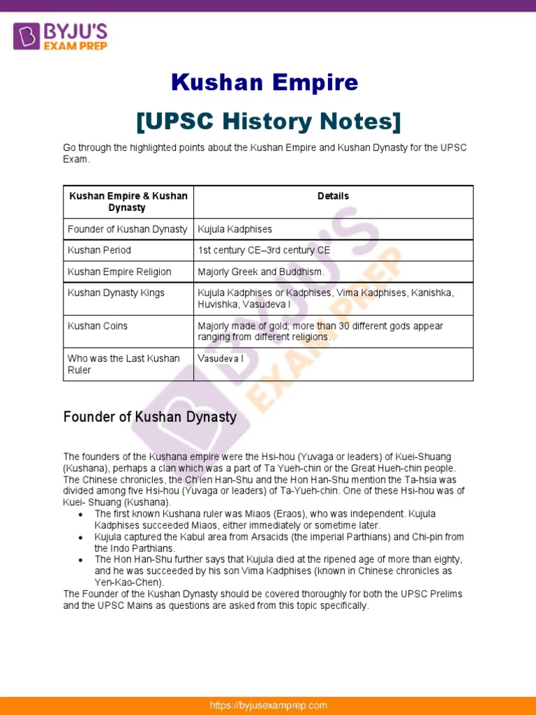 Kushan Empire: UPSC History Notes | PDF | Asia | Indian Religions