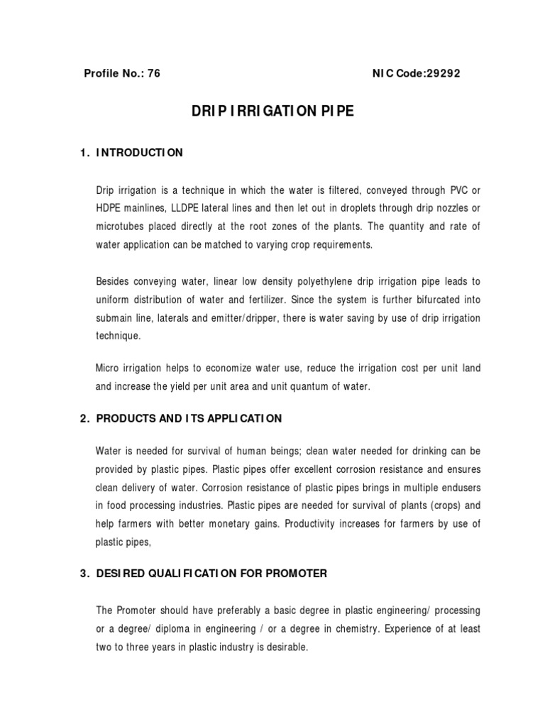 Drip Irrigation Pipes PDF Irrigation Plastic