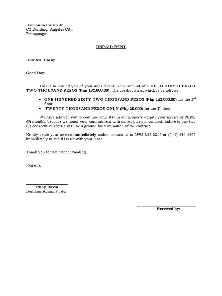 Unpaid Rent Notices for Tenants | PDF | Renting | Lease
