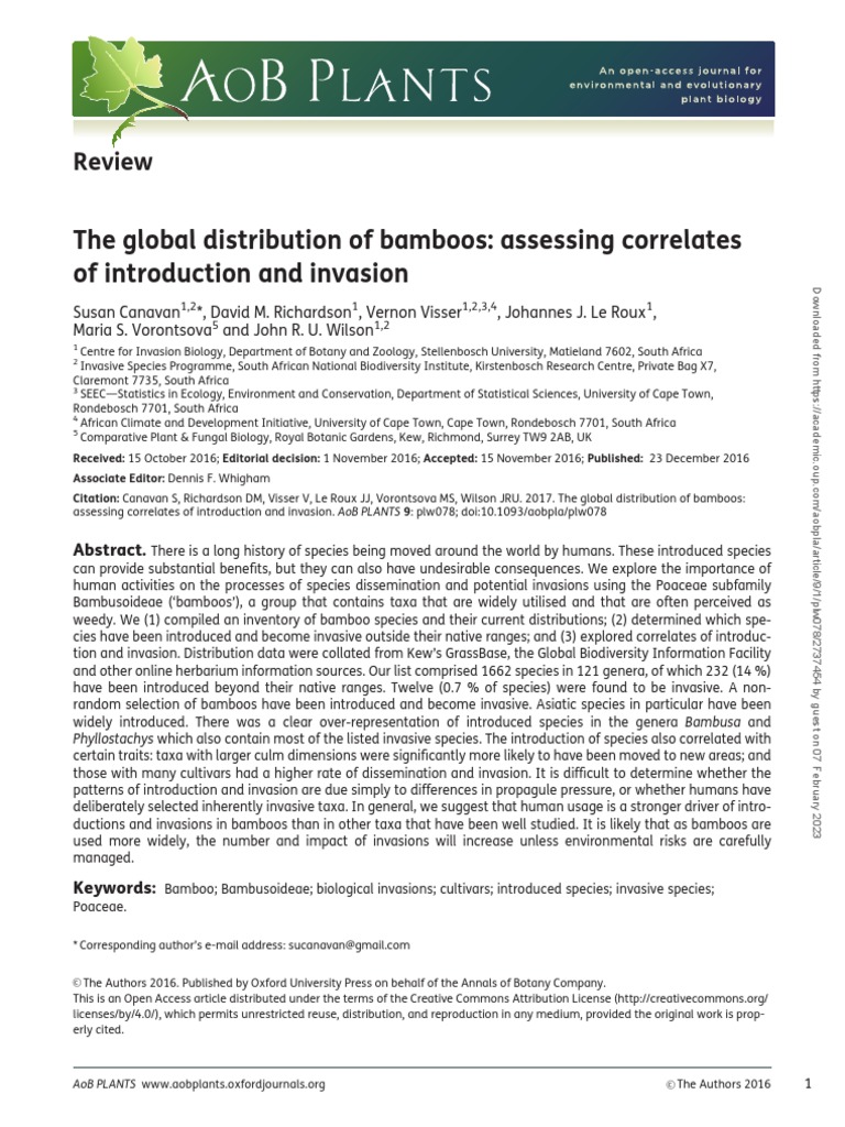 2016 - Canavan Susan Et - Al. Global Distribution of Bambos | PDF ...