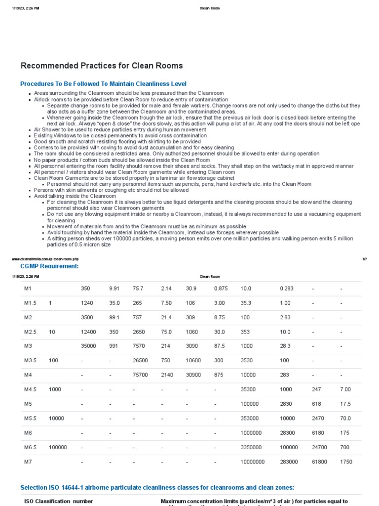 Clean Room Guide Main | Download Free PDF | Equipment | Physical Sciences