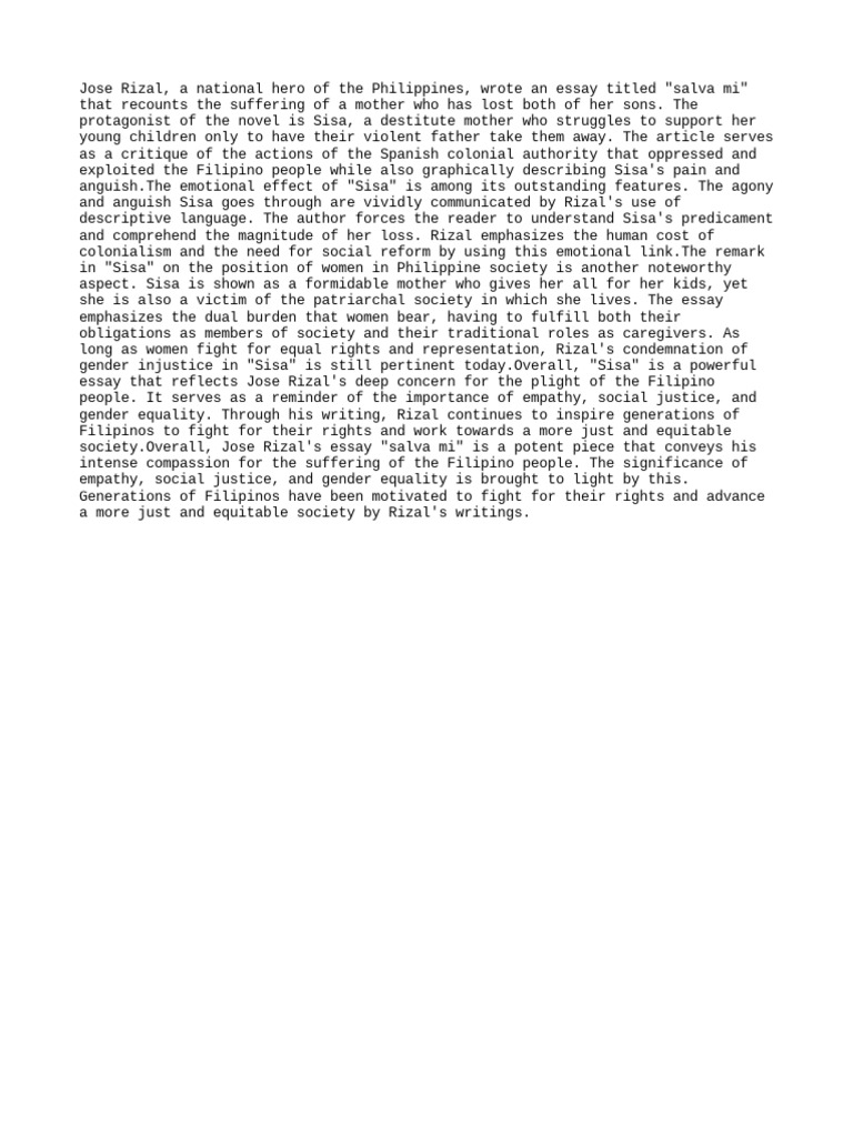 Salva Mi Reflection Paper | PDF