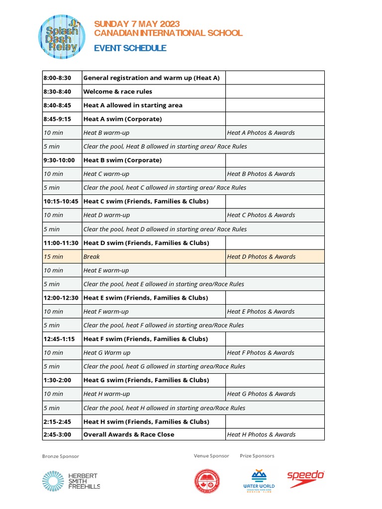 SDR Event Schedule PDF