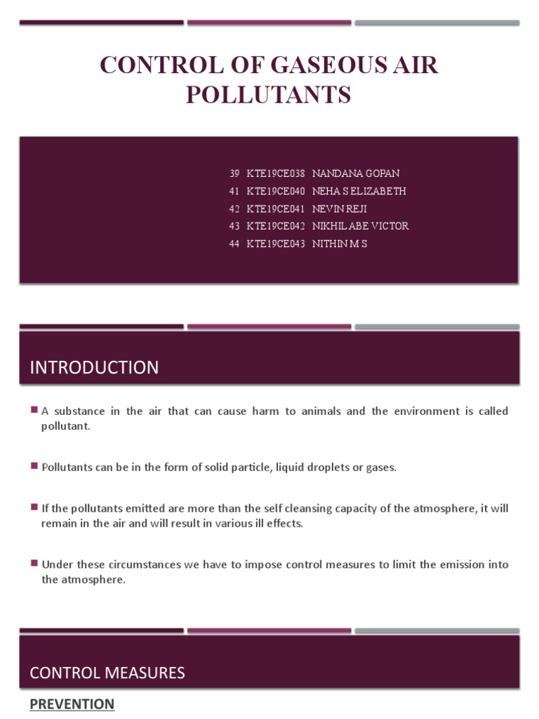 Gaseous Air Pollutant Control Methods | PDF | Adsorption | Combustion
