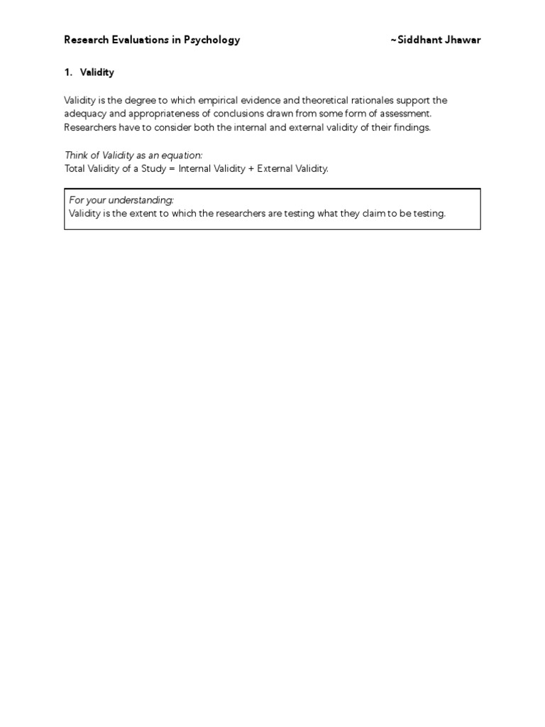 Notes On Validity | PDF | Validity (Statistics) | Experiment