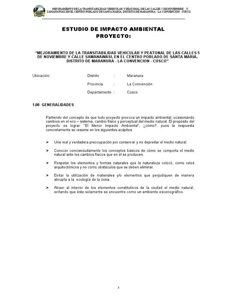 Estudio de Impacto Ambiental en Cusco | PDF | Residuos | Entorno natural