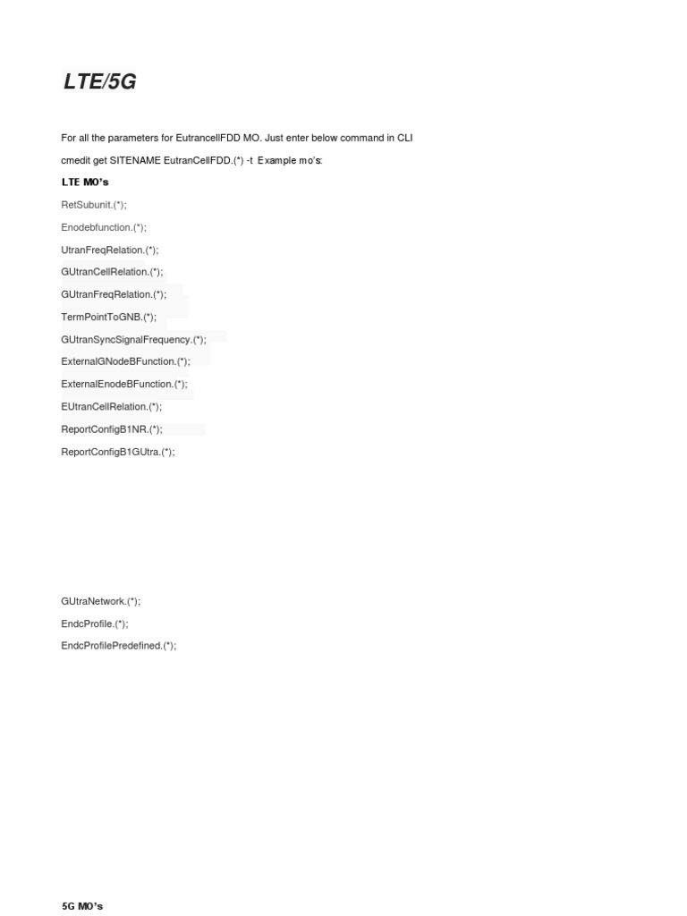 Ericsson CLI Commands for LTE/5G | PDF | Telecommunications | Software