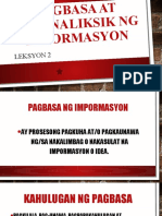 Pagbasa at Pananaliksik NG Impormasyon