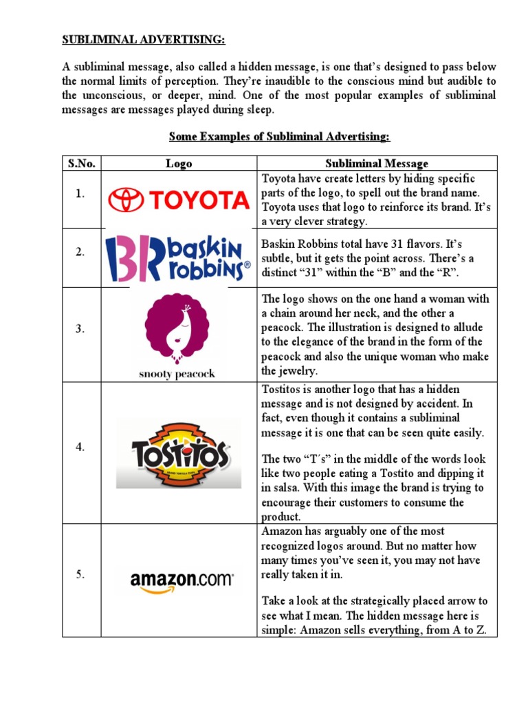 Examples of Subliminal Advertising | PDF | Brand | Advertising