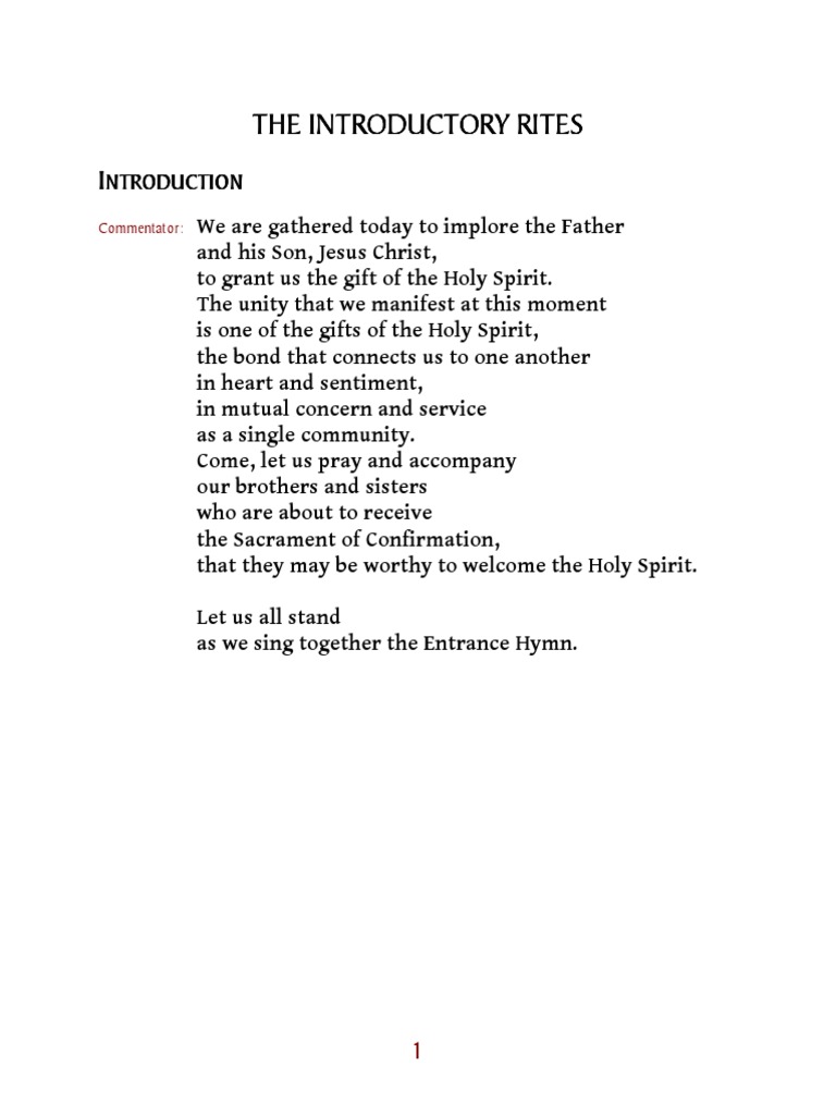 Introductory Rites for Confirmation Service | PDF | Eucharist ...