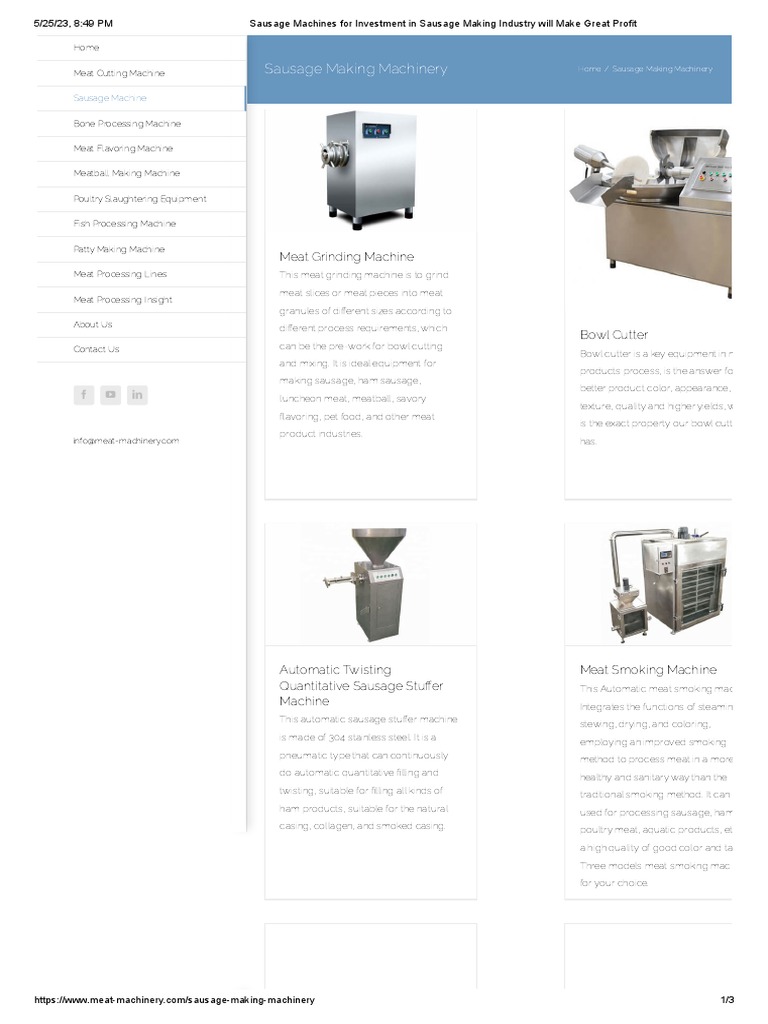 Sausage Machines For Investment in Sausage Making Industry Will Make