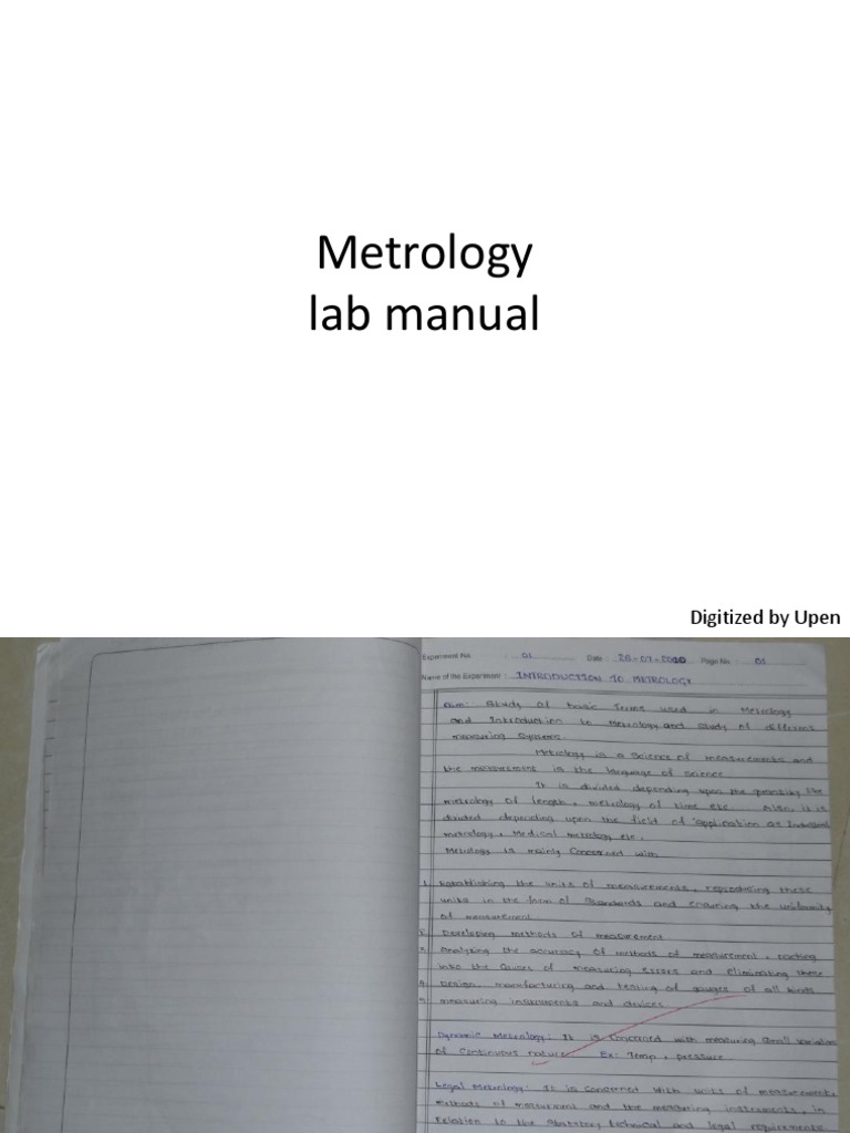 Metrology Lab Manual: Digitized by Upen | PDF
