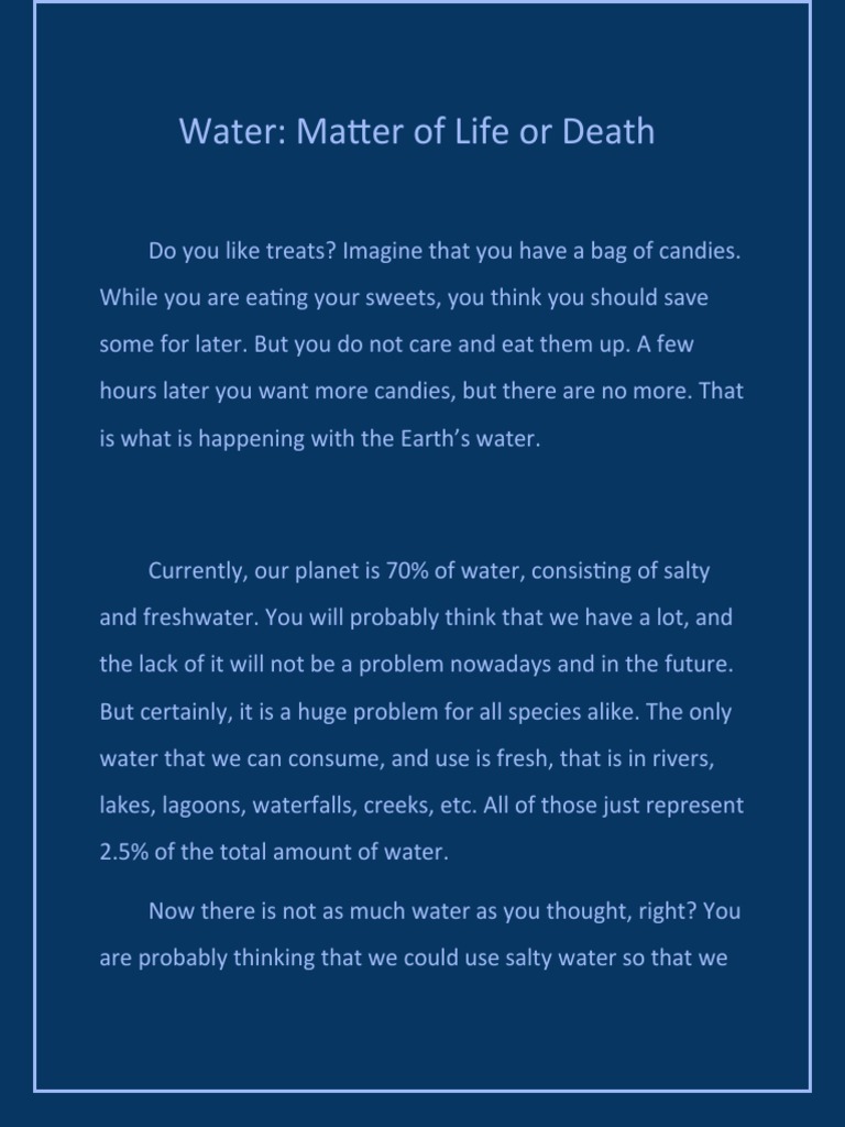 Water J Matter of Life or Death | PDF | Water | Fresh Water