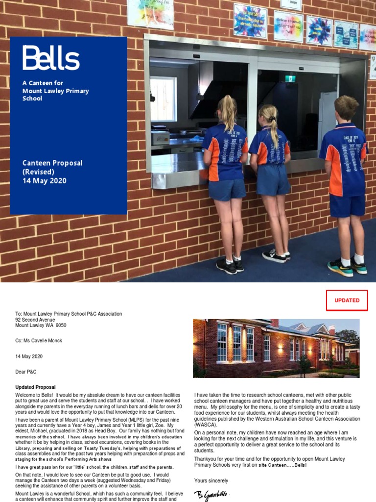 Canteen Proposal Dated 14 May 2020 1 PDF Bookkeeping Salad