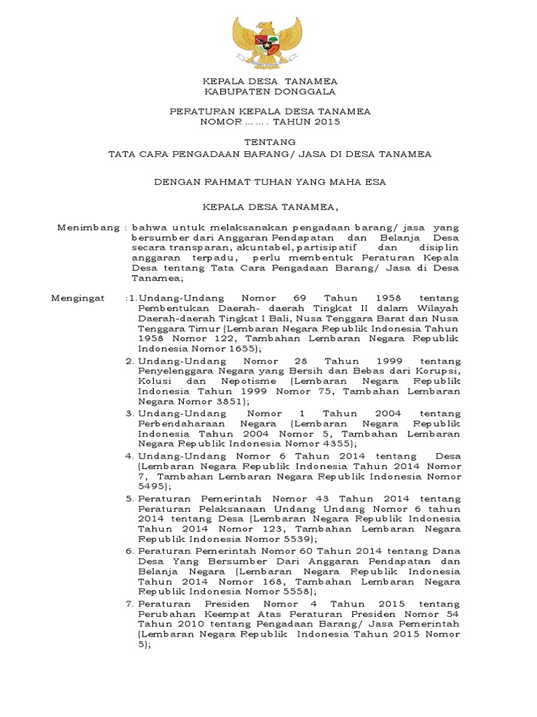 Tata Cara Pengadaan Barang di Desa | PDF