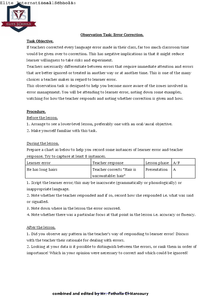 Error Correction Strategies in Teaching | PDF | Teachers | Verb