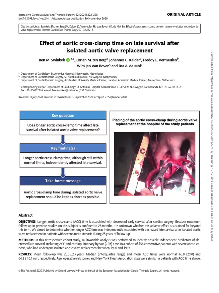 Swinkels Et Al Effect of Aortic CrossClamp Time On Late Download