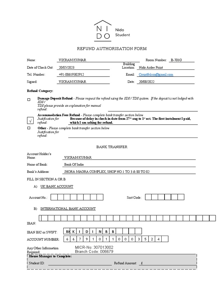 Refund Form | PDF