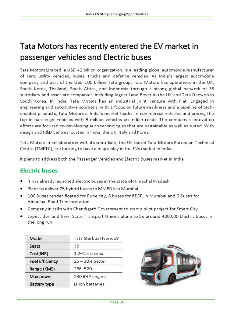 Tata Motors' EV Innovations in India | PDF | Electric Vehicle | Battery ...