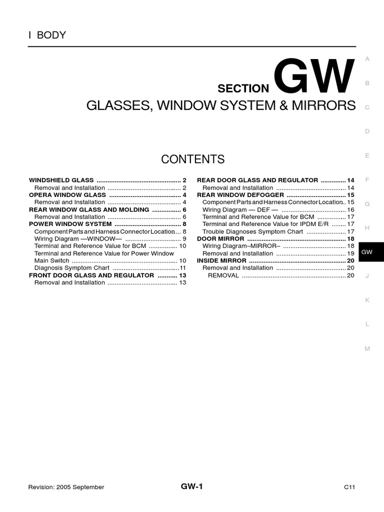 GW Glasses, Window System & Mirrors PDF Fuse (Electrical) Switch