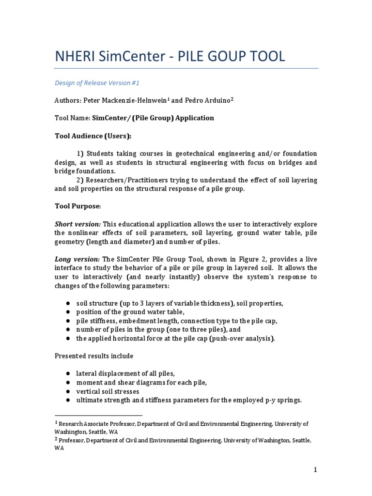 SimCenter Pile Group Tool Overview | PDF | Deep Foundation | Stress ...
