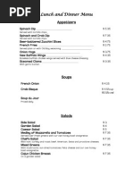 Bohemia Cafe Lunch and Dinner Menu