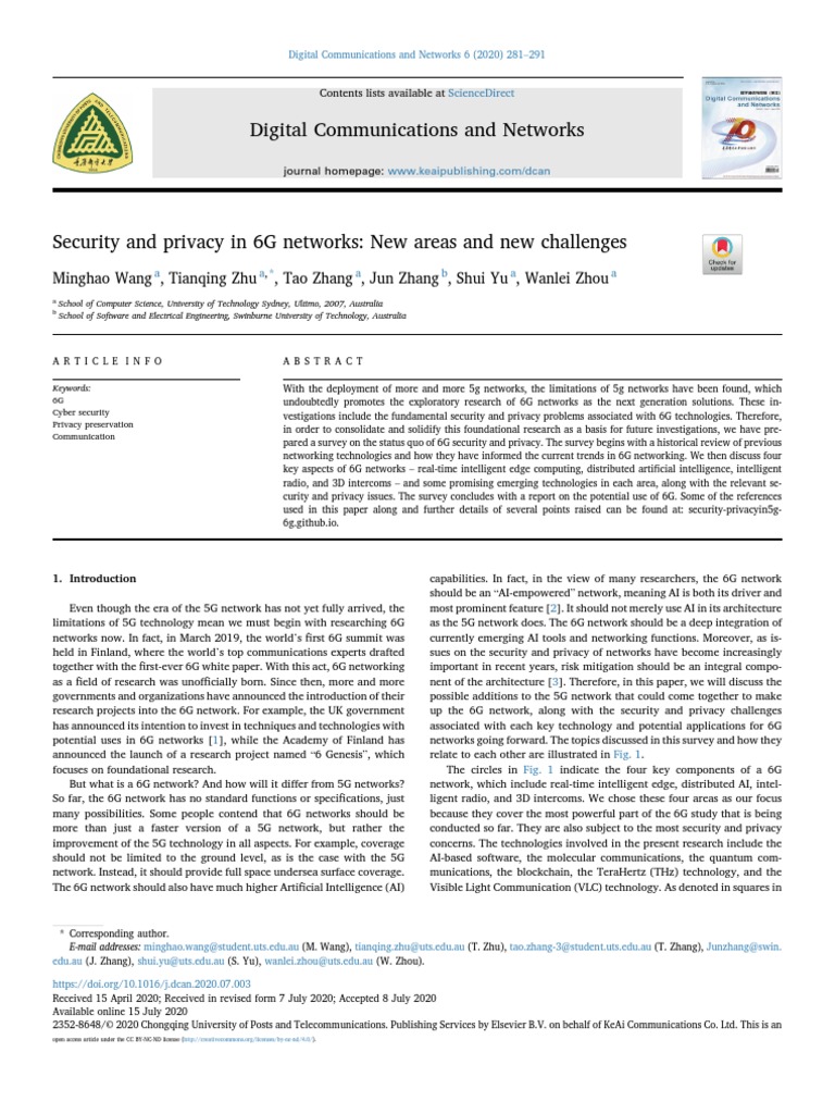 6G Networks: Security and Privacy Challenges | PDF | Computer Network | 4 G