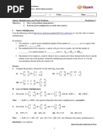 Matrix Multiplication and Word Problems Worksheet 3