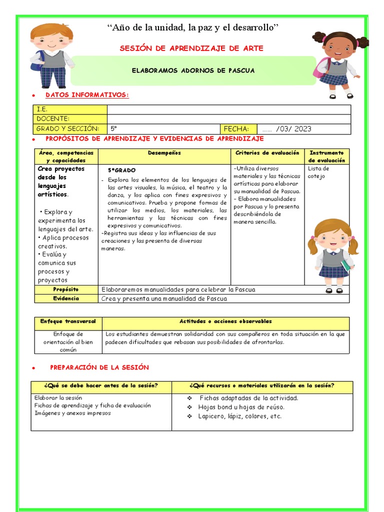 Sesión de Aprendizaje de Arte | PDF | Evaluación | Aprendizaje