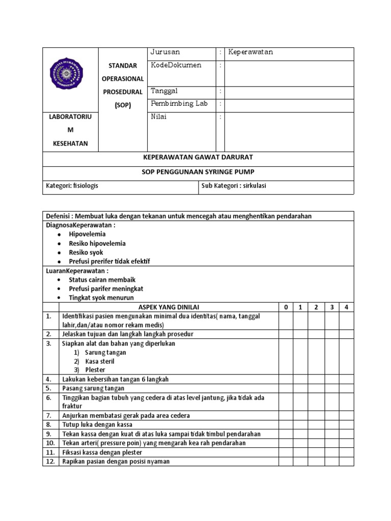 Sop Penggunaan Syringe Pump PDF