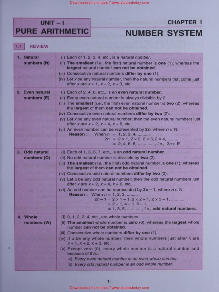 ICSE Class 7 Maths Chapter 01 Number System | PDF