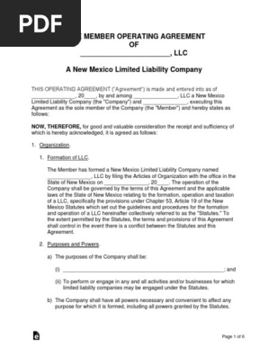 New-Mexico-Single-Member-LLC-Operating-Agreement