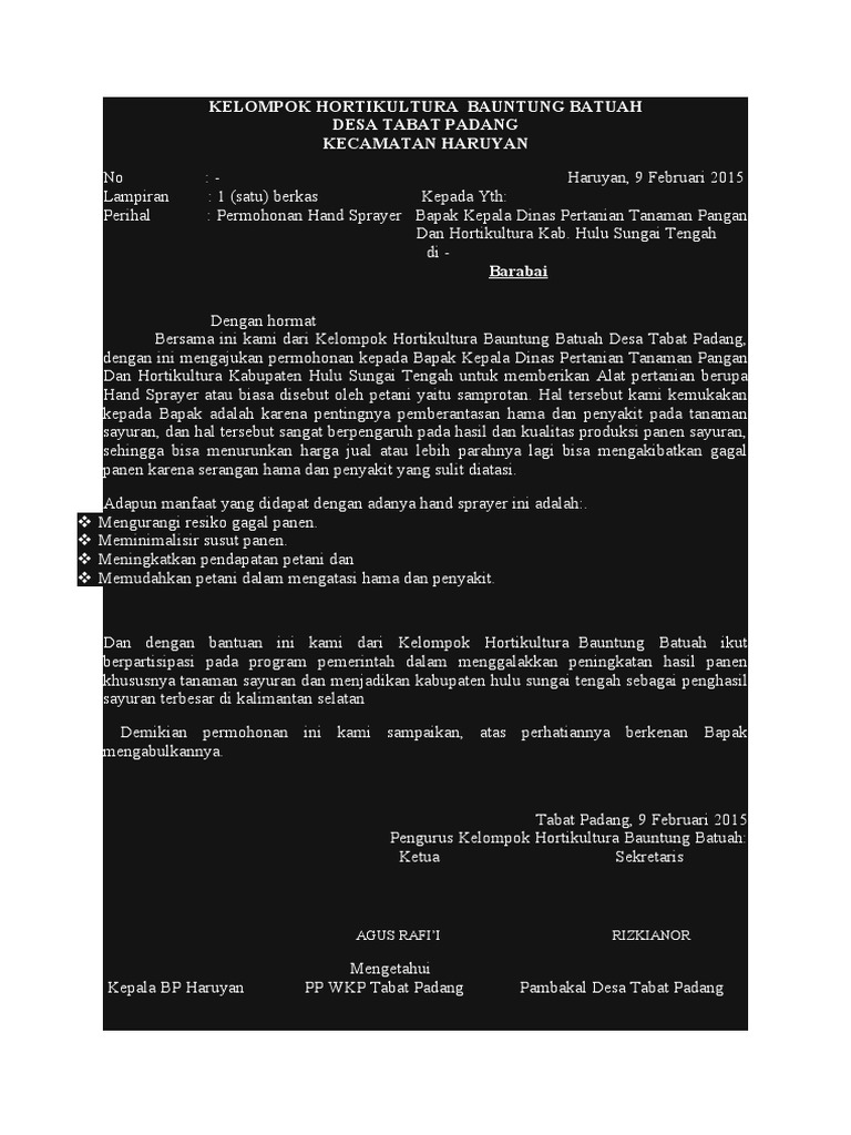 Permohonan Hand Sprayer untuk Petani | PDF