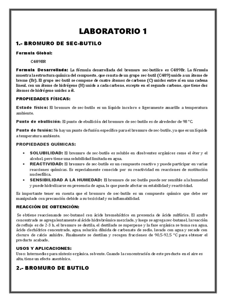 Estructura y propiedades del bromuro de sec-butilo | PDF | Etanol ...