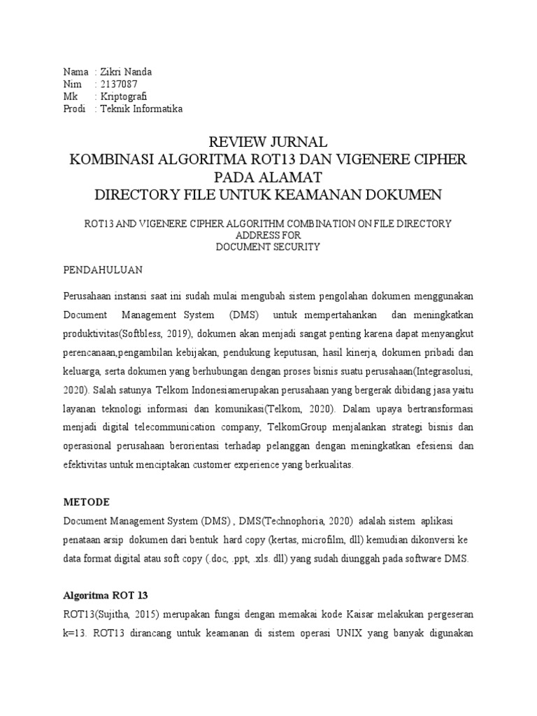Keamanan Dokumen: ROT13 & Vigenere Cipher | PDF
