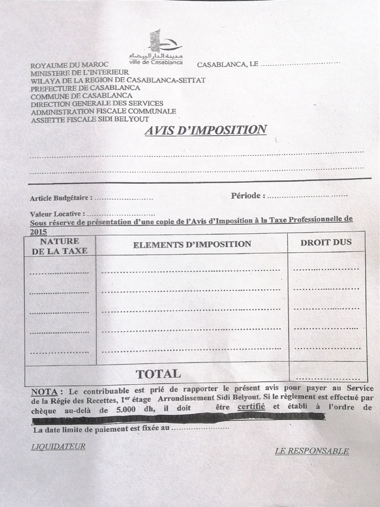 comment recevoir un avis d'imposition