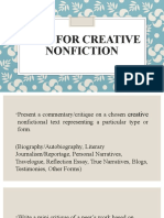 Task For Creative Nonfiction