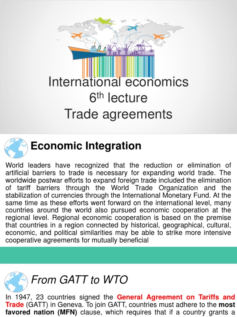 Lecture 6 Trade Agreements PDF World Trade Organization General