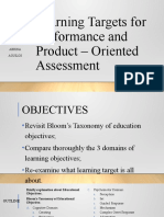Learning Targets For Performance and Product-Oriented Assessment